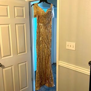 Gorgeous, sparkly off the shoulder cocktail dress